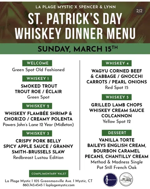Middleton Distillery Whiskey Dinner at La Plage Mystic